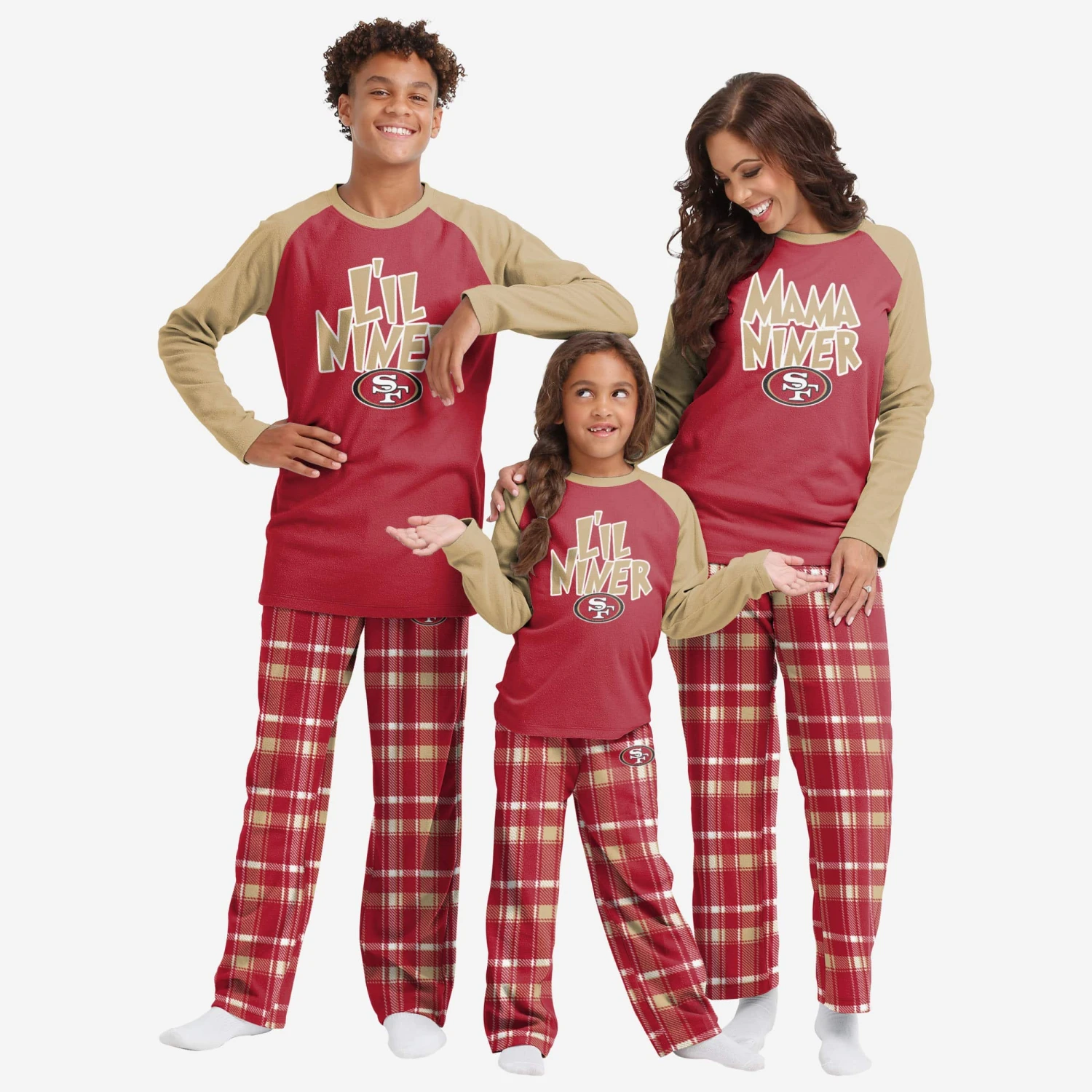 FOCO San Francisco 49ers Youth Plaid Family Holiday Pajamas 5 FOCO San Francisco 49ers Youth Plaid Family Holiday Pajamas - Image 3