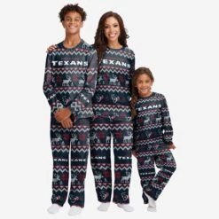FOCO Houston Texans Youth Ugly Pattern Family Holiday Pajamas -FOCO Store 9K1B7FE2XNFHT g3