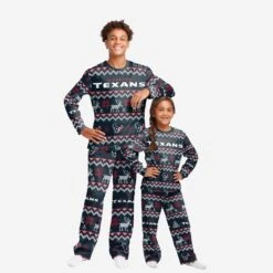 FOCO Houston Texans Youth Ugly Pattern Family Holiday Pajamas