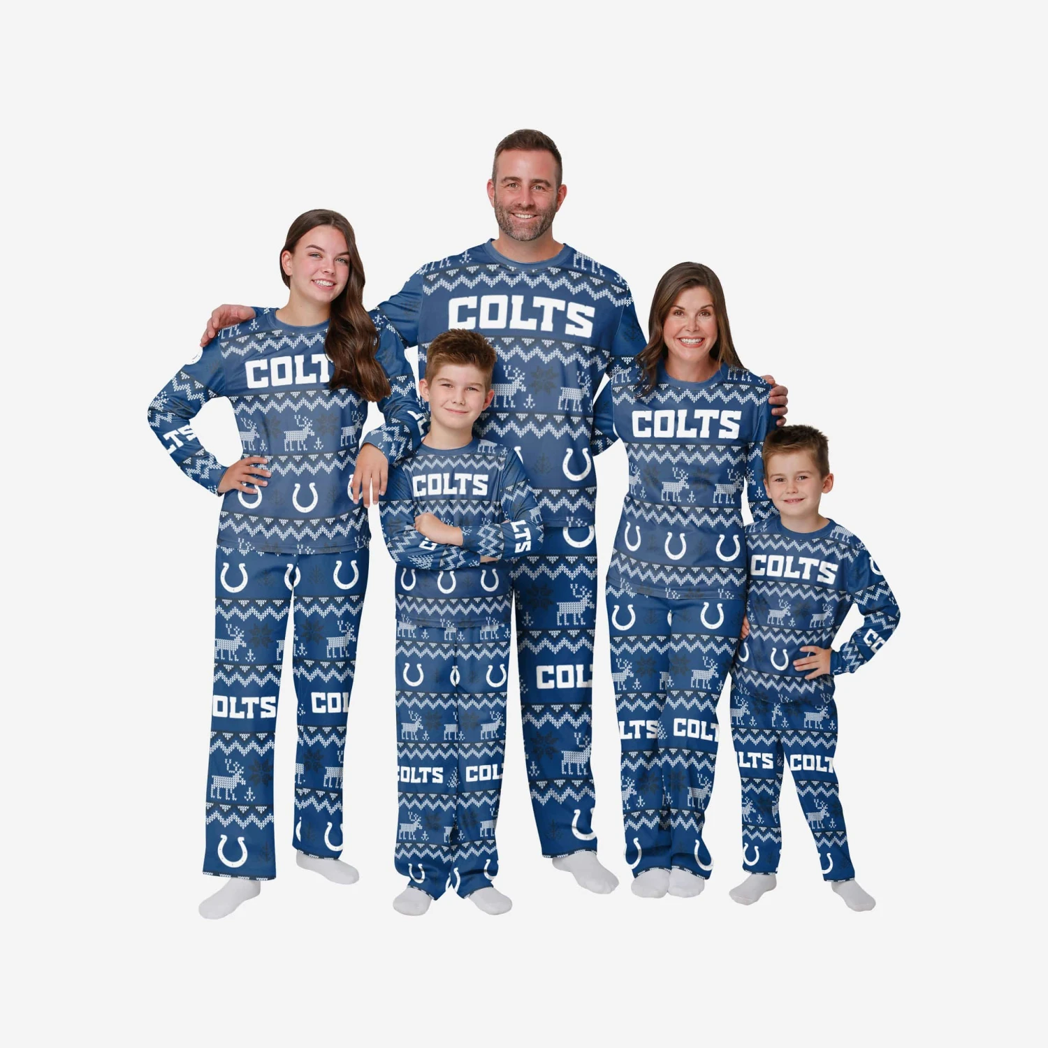 FOCO Indianapolis Colts Youth Ugly Pattern Family Holiday Pajamas 5 FOCO Indianapolis Colts Youth Ugly Pattern Family Holiday Pajamas - Image 3