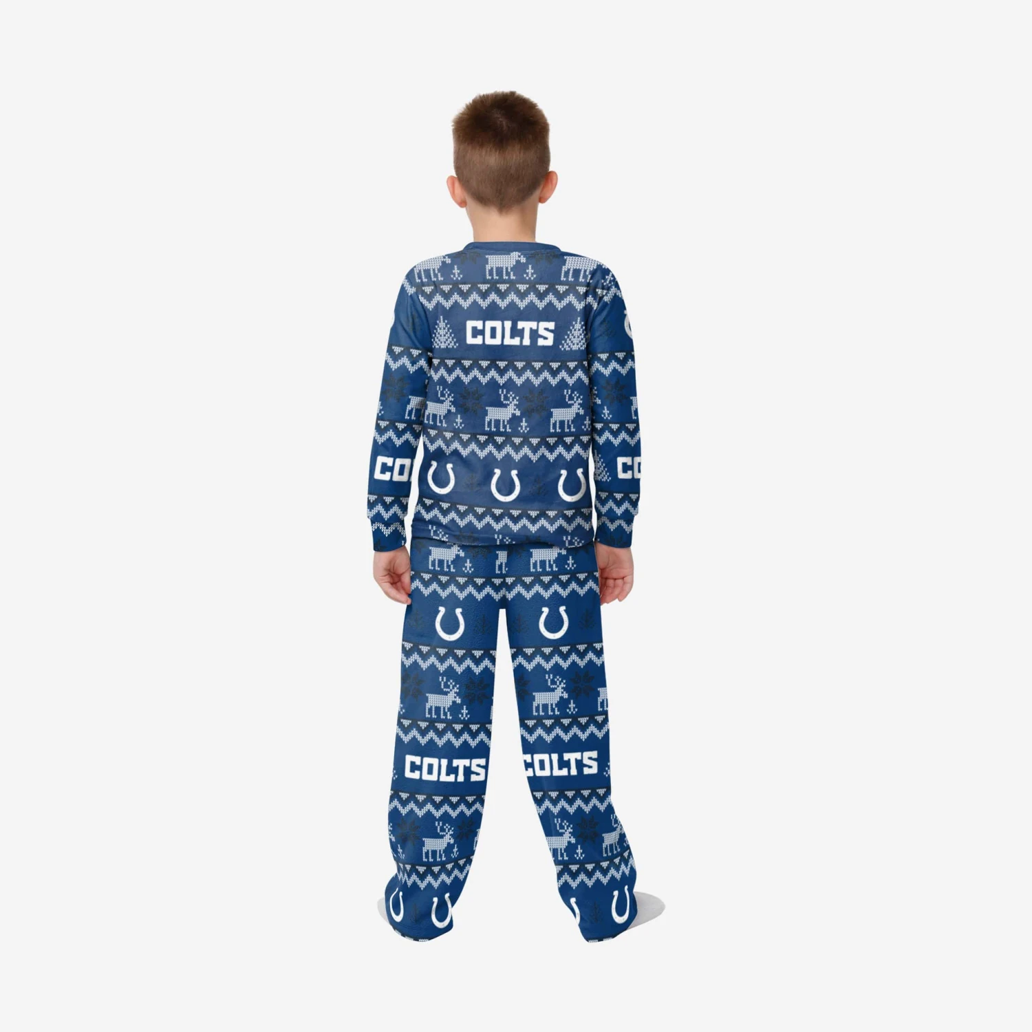 FOCO Indianapolis Colts Youth Ugly Pattern Family Holiday Pajamas 4 FOCO Indianapolis Colts Youth Ugly Pattern Family Holiday Pajamas - Image 2