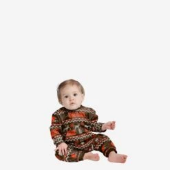 FOCO Cleveland Browns Infant Ugly Pattern Family Holiday Pajamas
