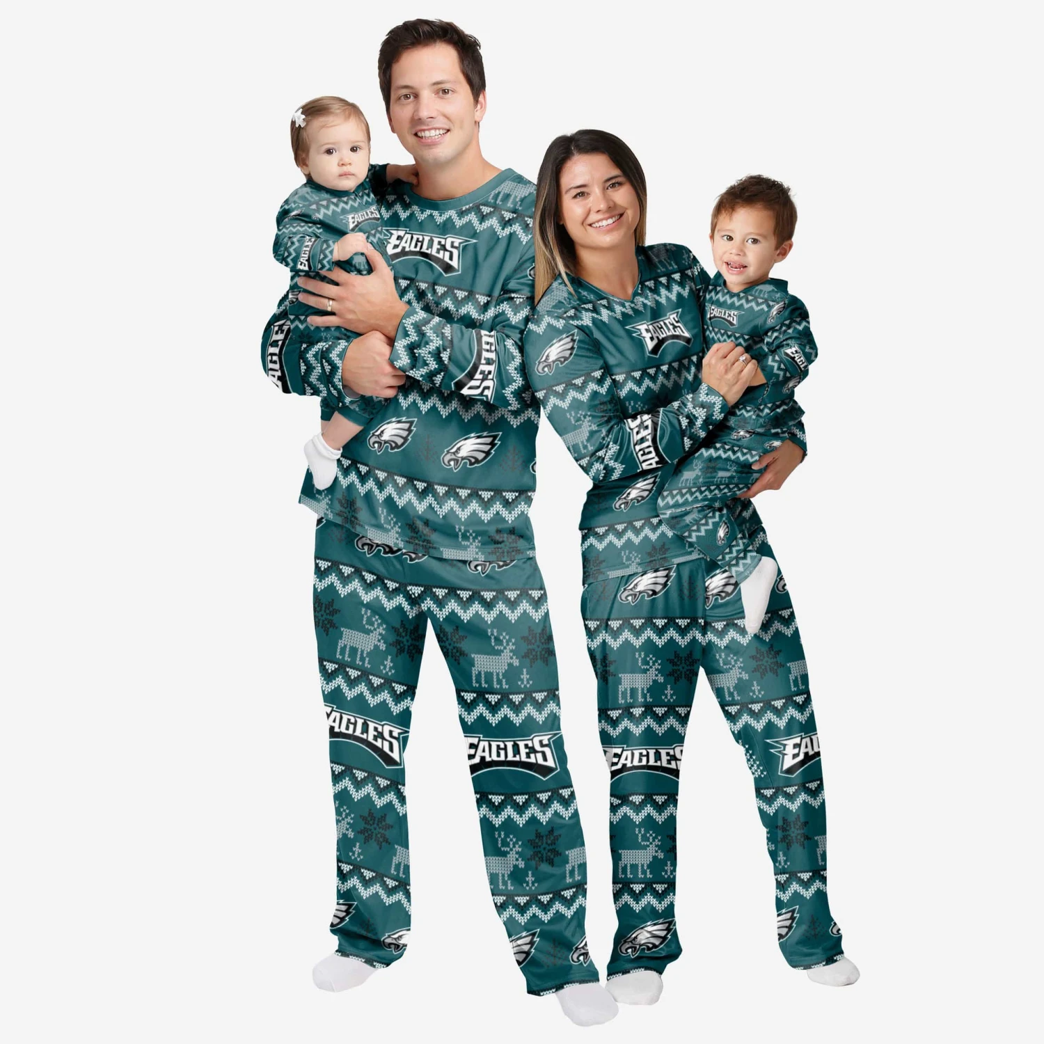 FOCO Philadelphia Eagles Infant Ugly Pattern Family Holiday Pajamas 4 FOCO Philadelphia Eagles Infant Ugly Pattern Family Holiday Pajamas - Image 2