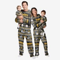 FOCO Pittsburgh Steelers Infant Ugly Pattern Family Holiday Pajamas -FOCO Store 9K1I1FE4ZNFPS s