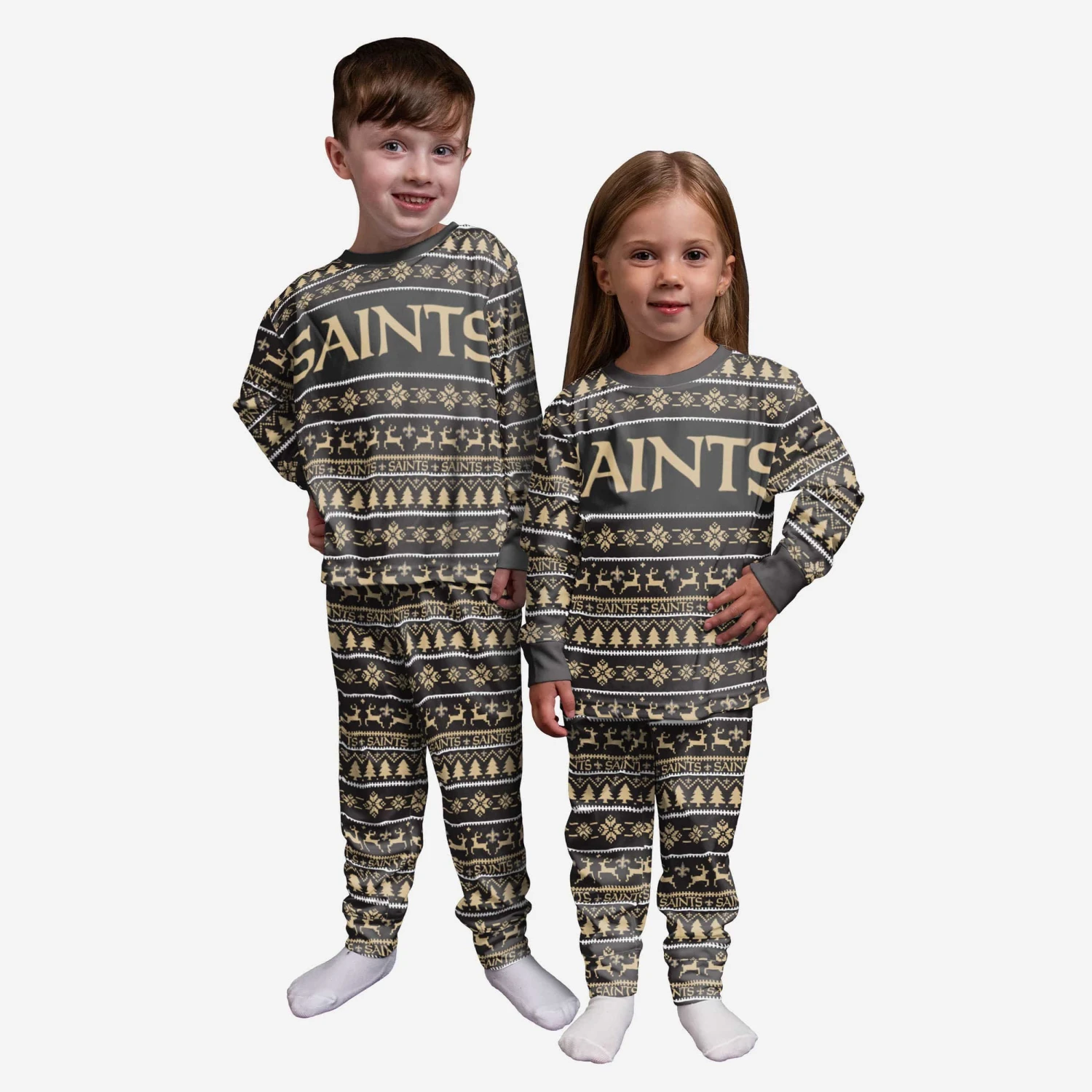 FOCO New Orleans Saints Toddler Family Holiday Pajamas 3 FOCO New Orleans Saints Toddler Family Holiday Pajamas