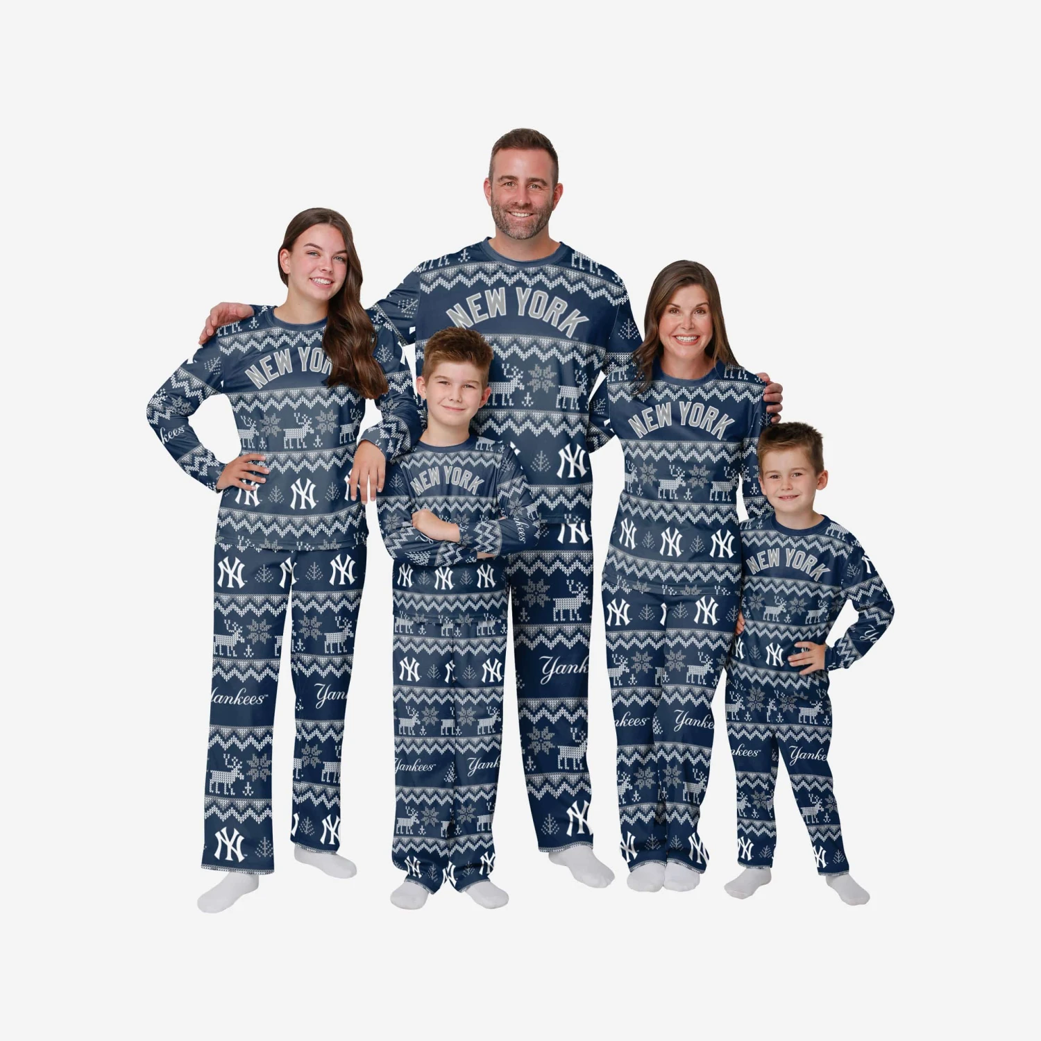 FOCO New York Yankees Youth Ugly Pattern Family Holiday Pajamas 5 FOCO New York Yankees Youth Ugly Pattern Family Holiday Pajamas - Image 3