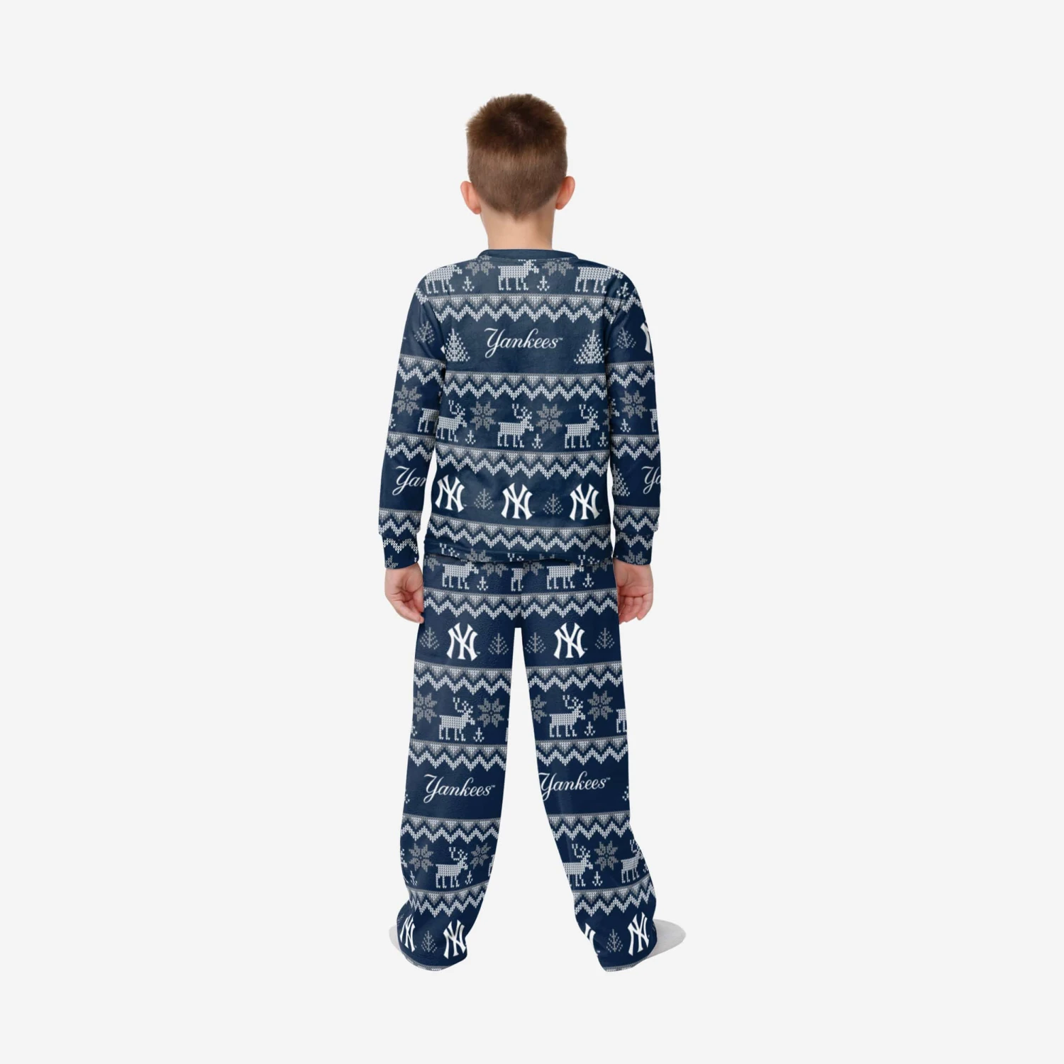 FOCO New York Yankees Youth Ugly Pattern Family Holiday Pajamas 4 FOCO New York Yankees Youth Ugly Pattern Family Holiday Pajamas - Image 2