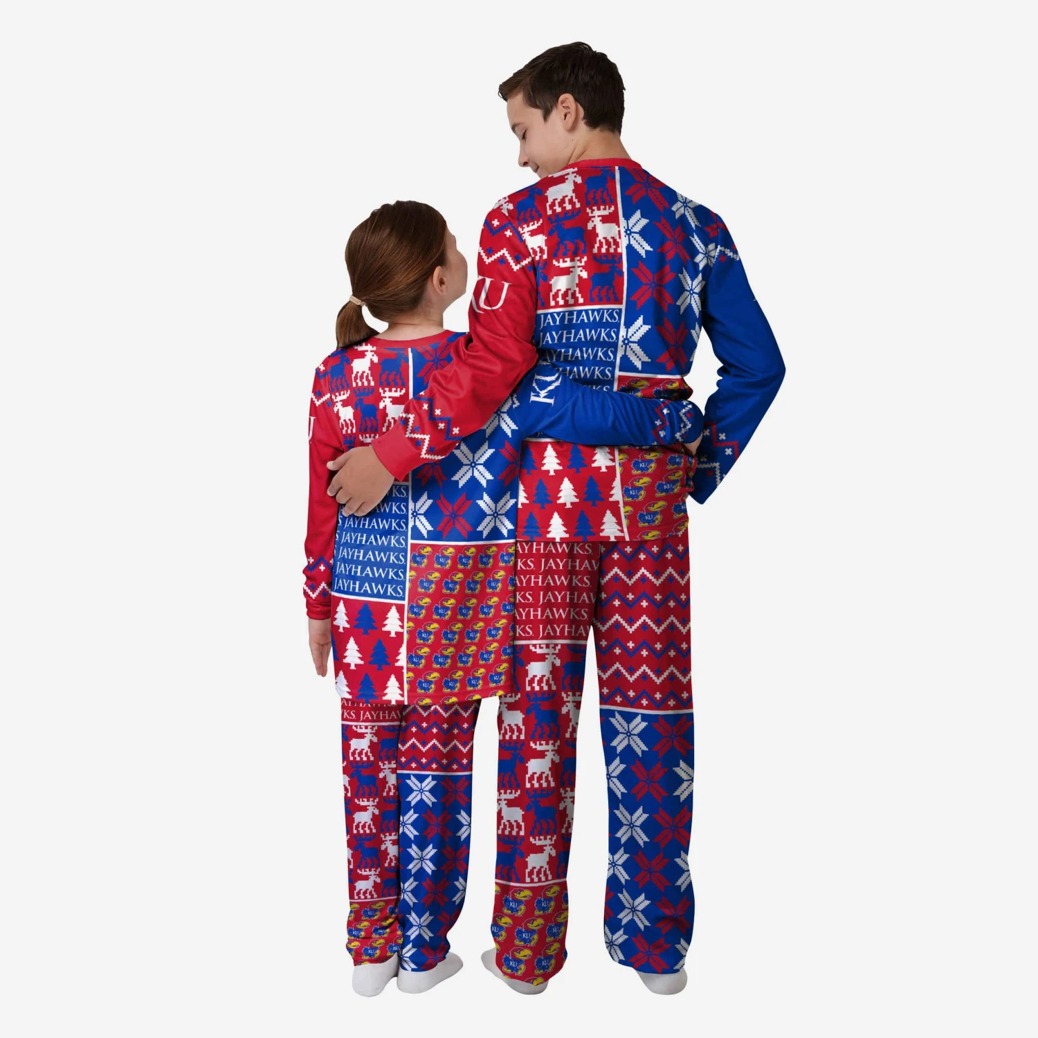 FOCO Kansas Jayhawks Youth Busy Block Family Holiday Pajamas 4 FOCO Kansas Jayhawks Youth Busy Block Family Holiday Pajamas - Image 2
