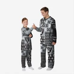FOCO Las Vegas Raiders Youth Busy Block Family Holiday Pajamas