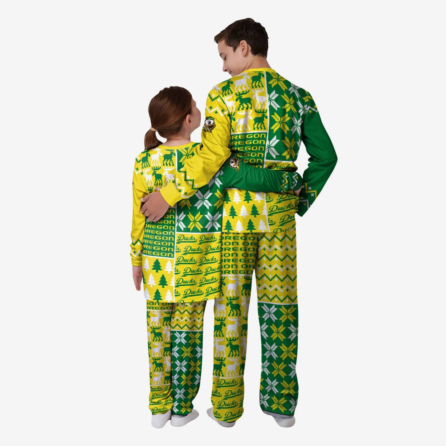 FOCO Oregon Ducks Youth Busy Block Family Holiday Pajamas 4 FOCO Oregon Ducks Youth Busy Block Family Holiday Pajamas - Image 2