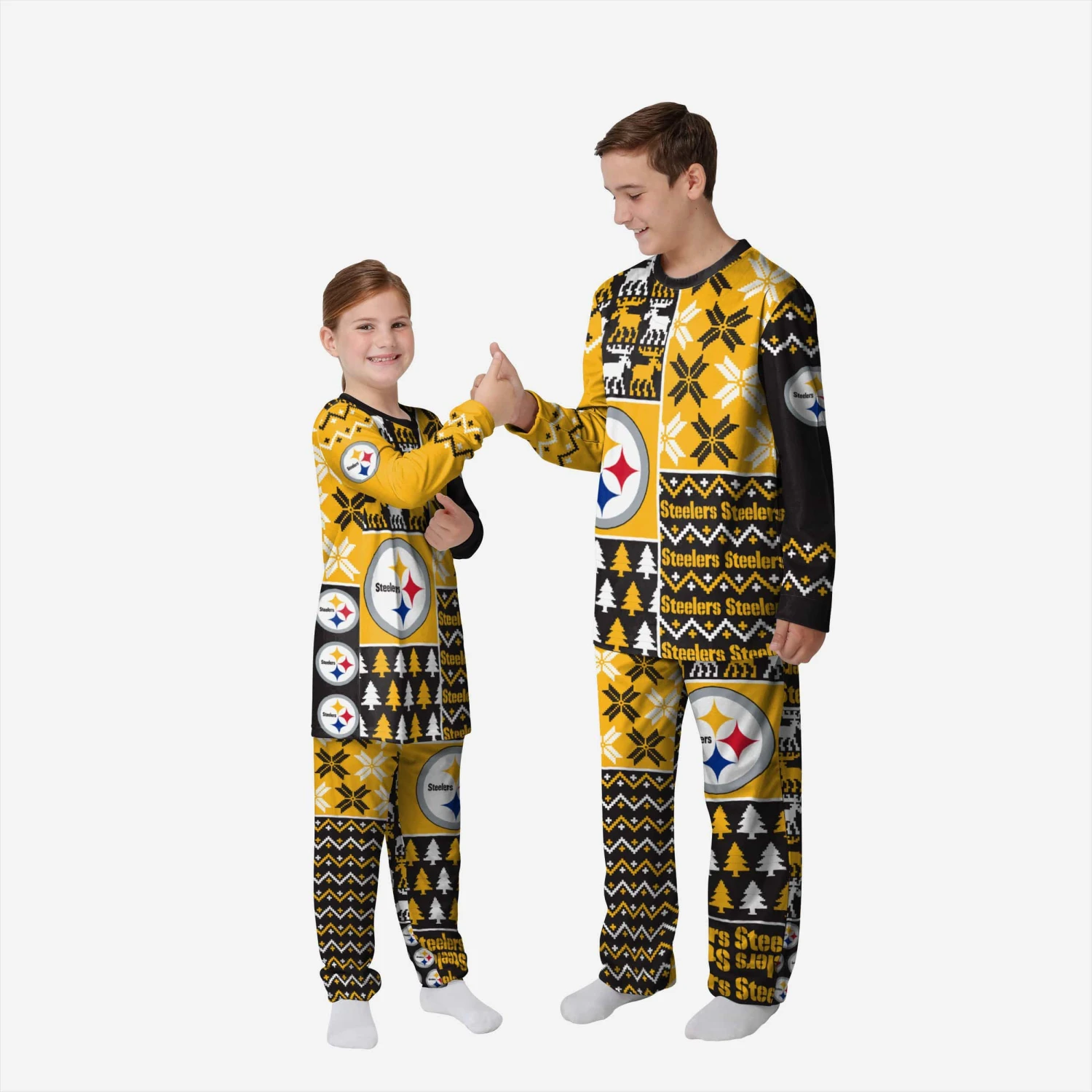 FOCO Pittsburgh Steelers Youth Busy Block Family Holiday Pajamas 3 FOCO Pittsburgh Steelers Youth Busy Block Family Holiday Pajamas