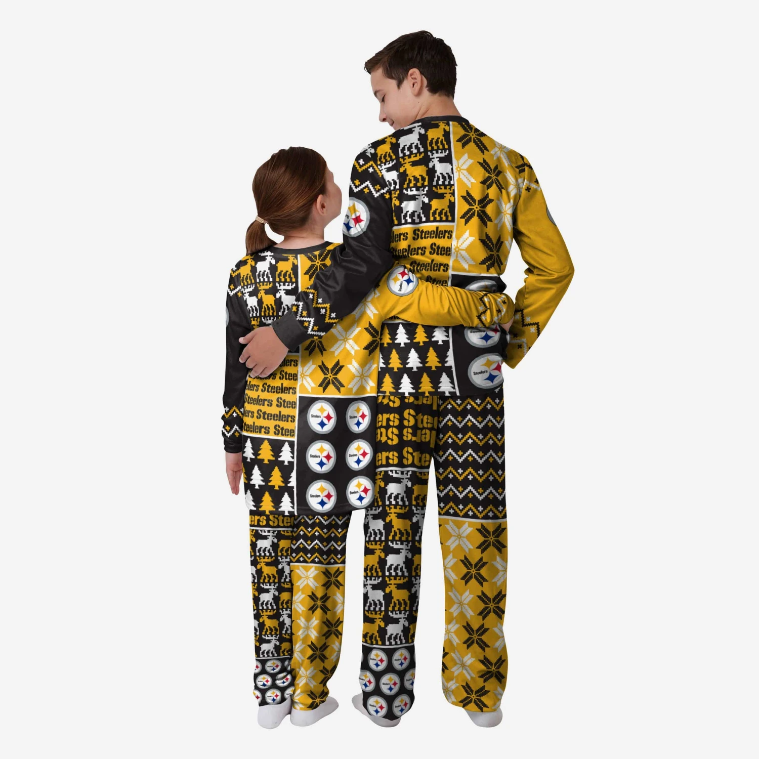 FOCO Pittsburgh Steelers Youth Busy Block Family Holiday Pajamas 4 FOCO Pittsburgh Steelers Youth Busy Block Family Holiday Pajamas - Image 2