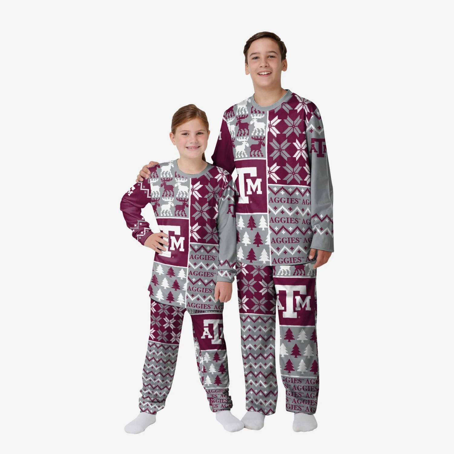 FOCO Texas A&M Aggies Youth Busy Block Family Holiday Pajamas 3 FOCO Texas A&M Aggies Youth Busy Block Family Holiday Pajamas