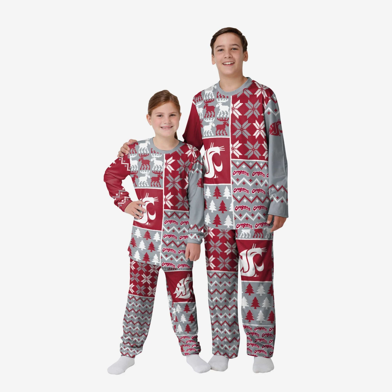 FOCO Washington State Cougars Youth Busy Block Family Holiday Pajamas 3 FOCO Washington State Cougars Youth Busy Block Family Holiday Pajamas
