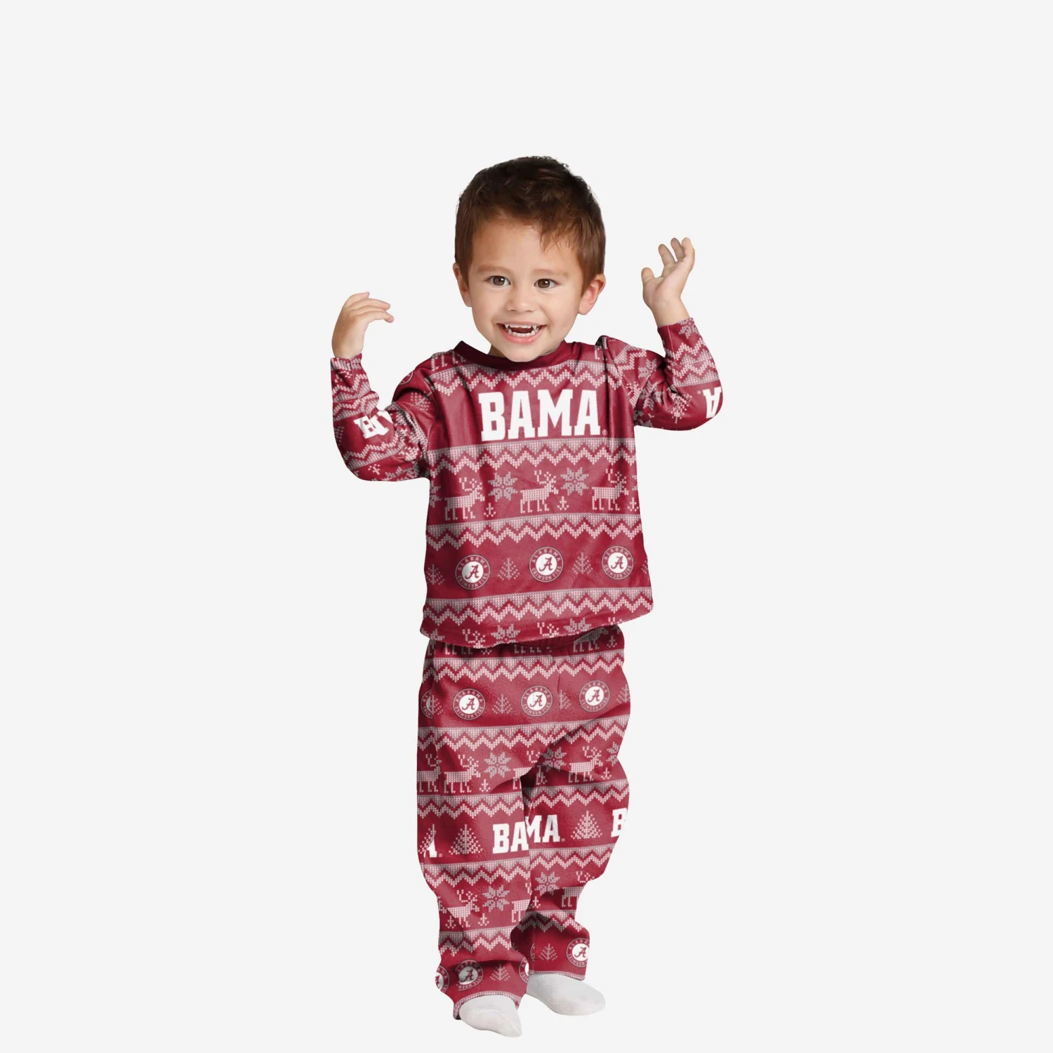 FOCO Alabama Crimson Tide Toddler Ugly Pattern Family Holiday Pajamas 3 FOCO Alabama Crimson Tide Toddler Ugly Pattern Family Holiday Pajamas