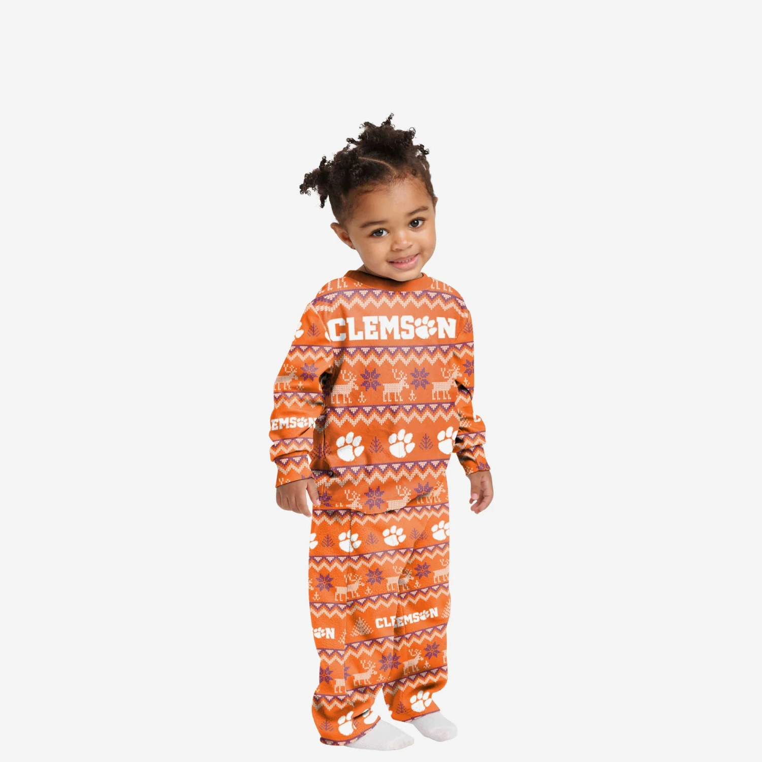 FOCO Clemson Tigers Toddler Ugly Pattern Family Holiday Pajamas 3 FOCO Clemson Tigers Toddler Ugly Pattern Family Holiday Pajamas