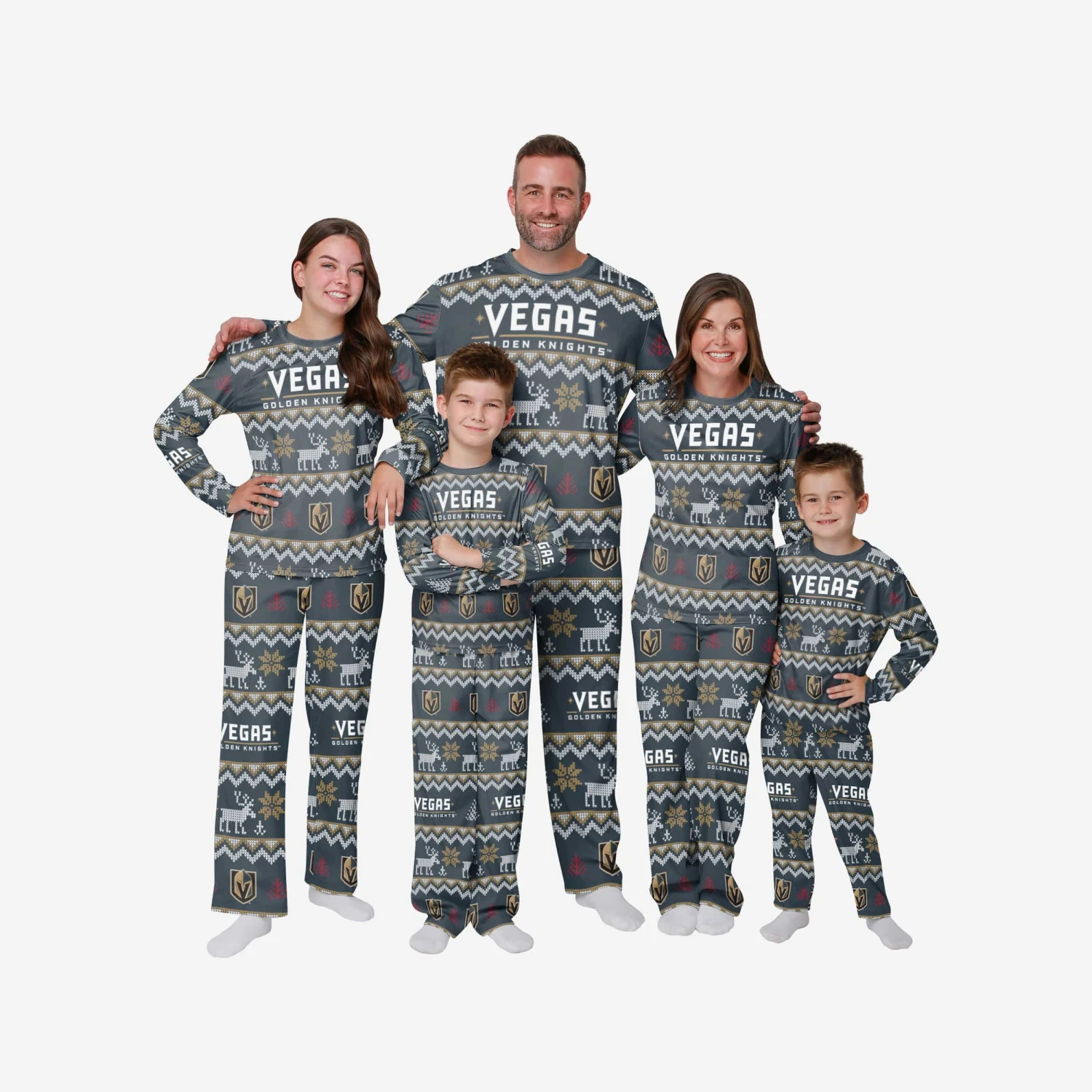 FOCO Vegas Golden Knights Youth Ugly Pattern Family Holiday Pajamas 5 FOCO Vegas Golden Knights Youth Ugly Pattern Family Holiday Pajamas - Image 3