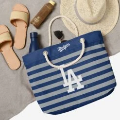 FOCO Los Angeles Dodgers Nautical Stripe Tote Bag -FOCO Store BGMBNAUSTPTOTELD g4