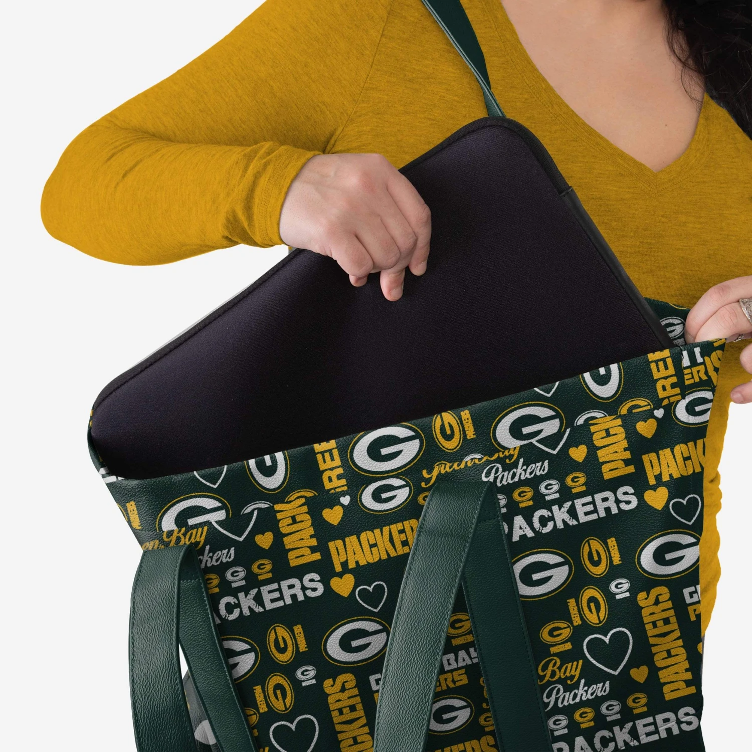 FOCO Green Bay Packers Logo Love Tote Bag 5 FOCO Green Bay Packers Logo Love Tote Bag - Image 3