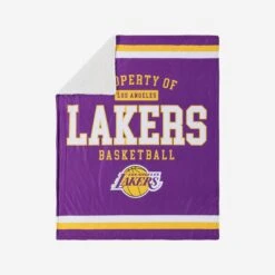 FOCO Los Angeles Lakers Team Property Sherpa Plush Throw Blanket