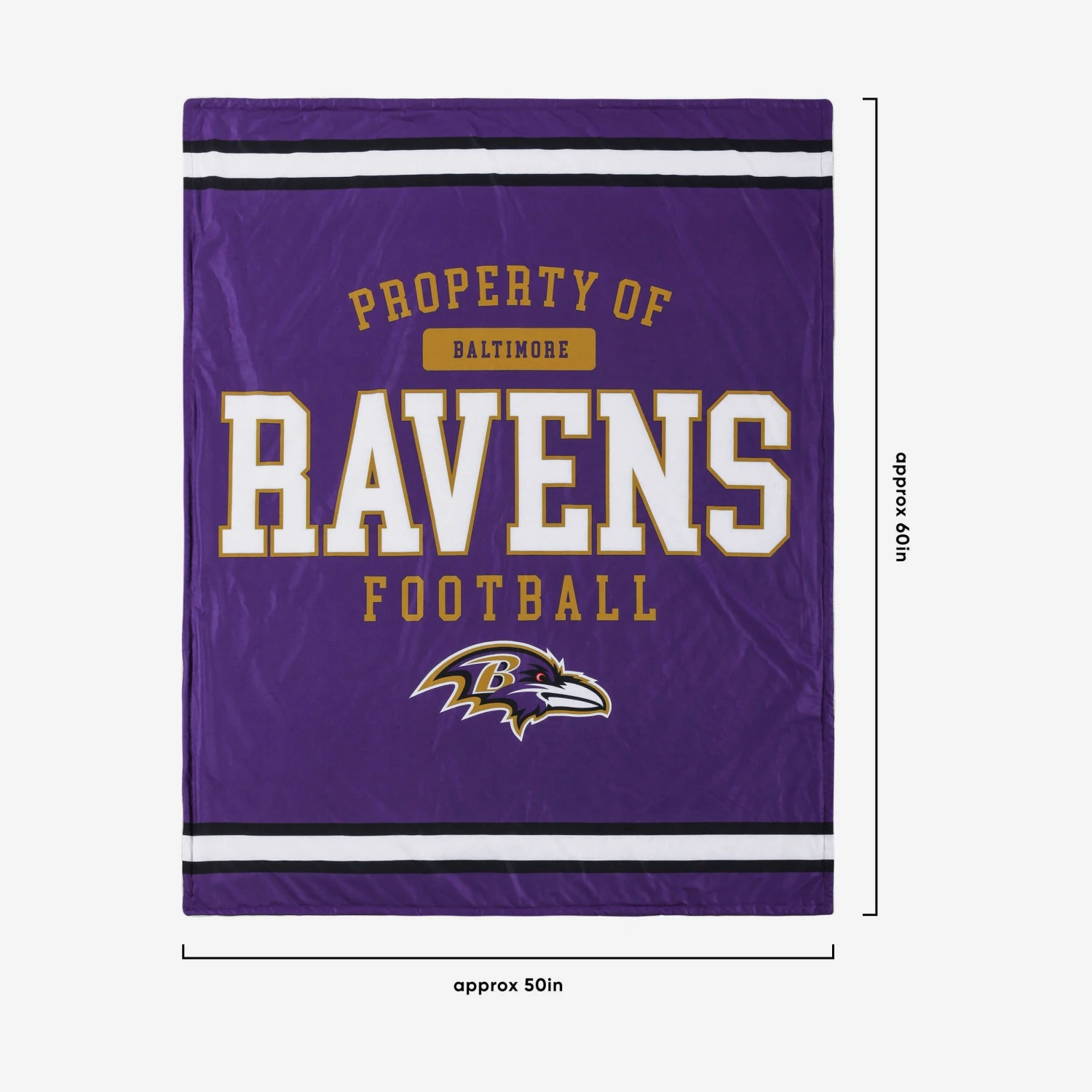FOCO Baltimore Ravens Team Property Sherpa Plush Throw Blanket 5 FOCO Baltimore Ravens Team Property Sherpa Plush Throw Blanket - Image 3