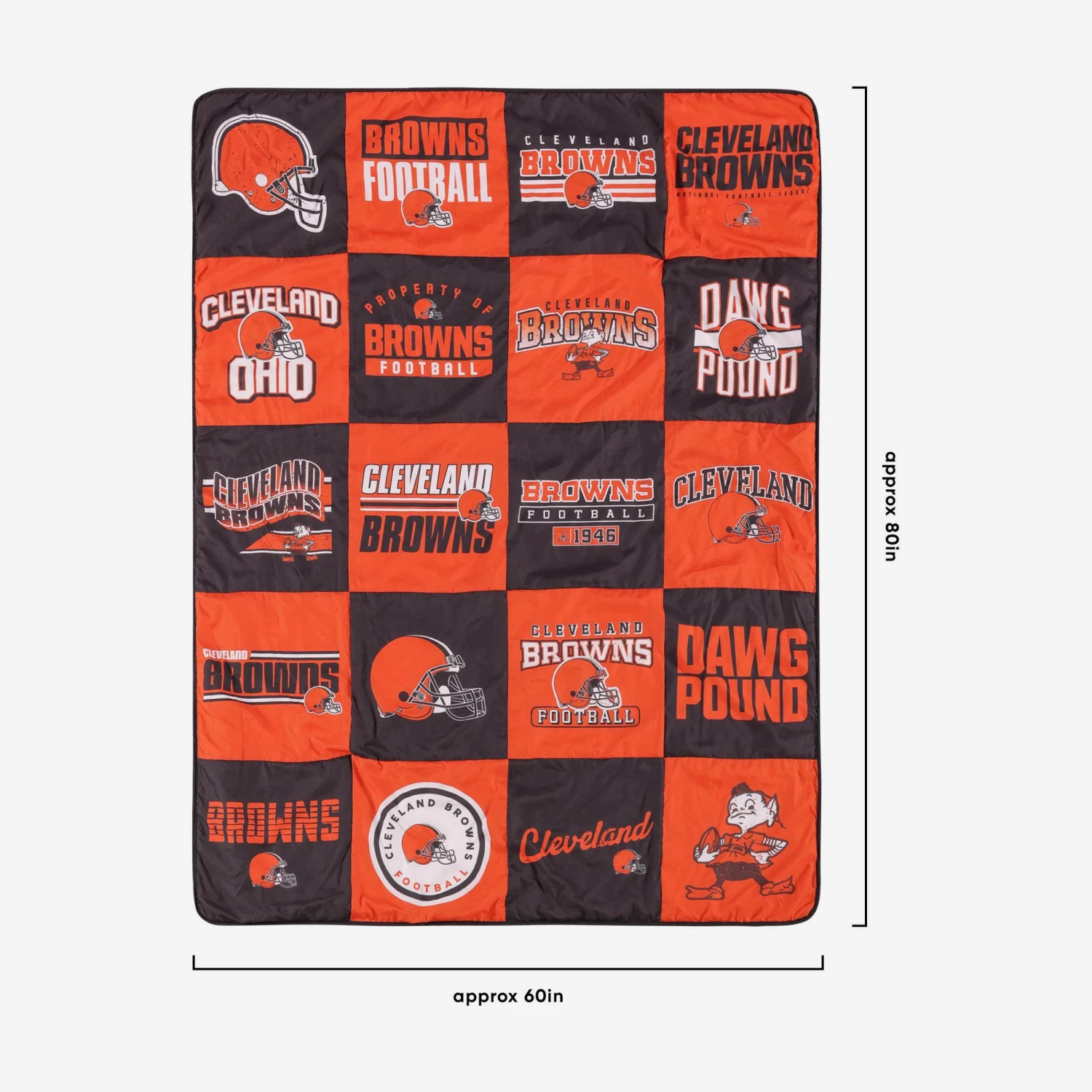 FOCO Cleveland Browns Team Pride Patches Quilt 5 FOCO Cleveland Browns Team Pride Patches Quilt - Image 3