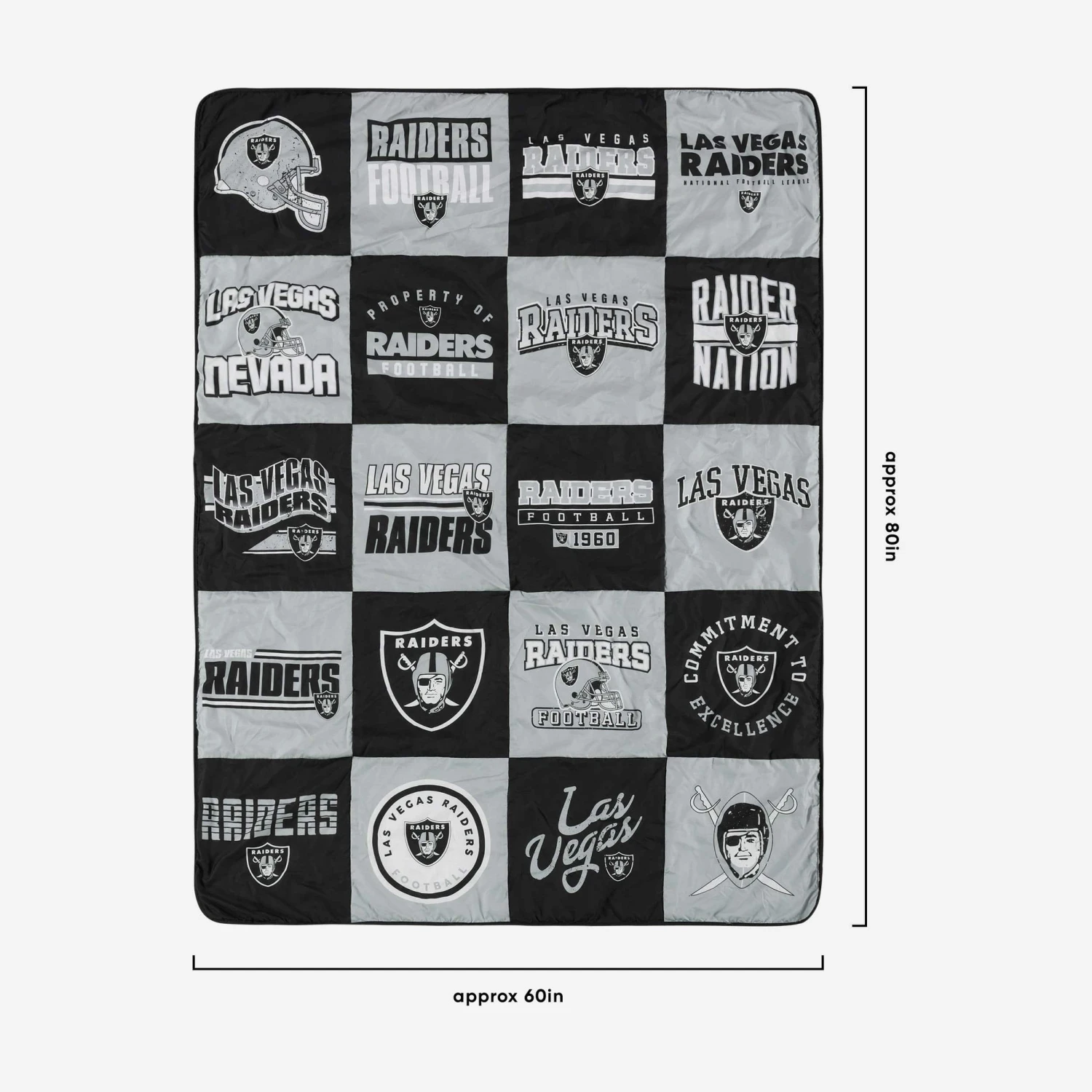 FOCO Las Vegas Raiders Team Pride Patches Quilt 5 FOCO Las Vegas Raiders Team Pride Patches Quilt - Image 3