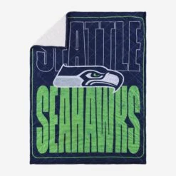 FOCO Seattle Seahawks Big Game Sherpa Lined Throw Blanket