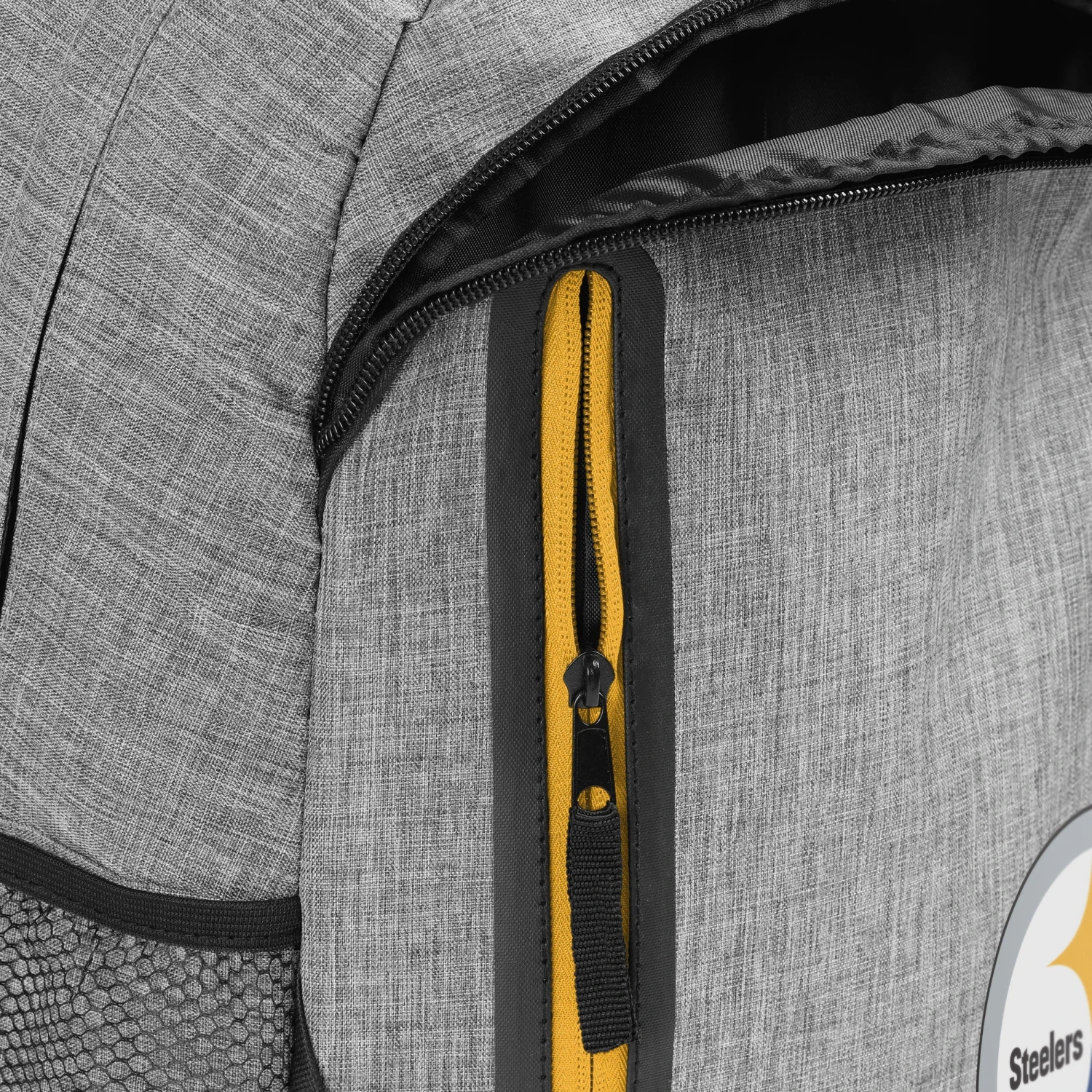 FOCO Pittsburgh Steelers Heather Grey Bold Color Backpack 8 FOCO Pittsburgh Steelers Heather Grey Bold Color Backpack - Image 6