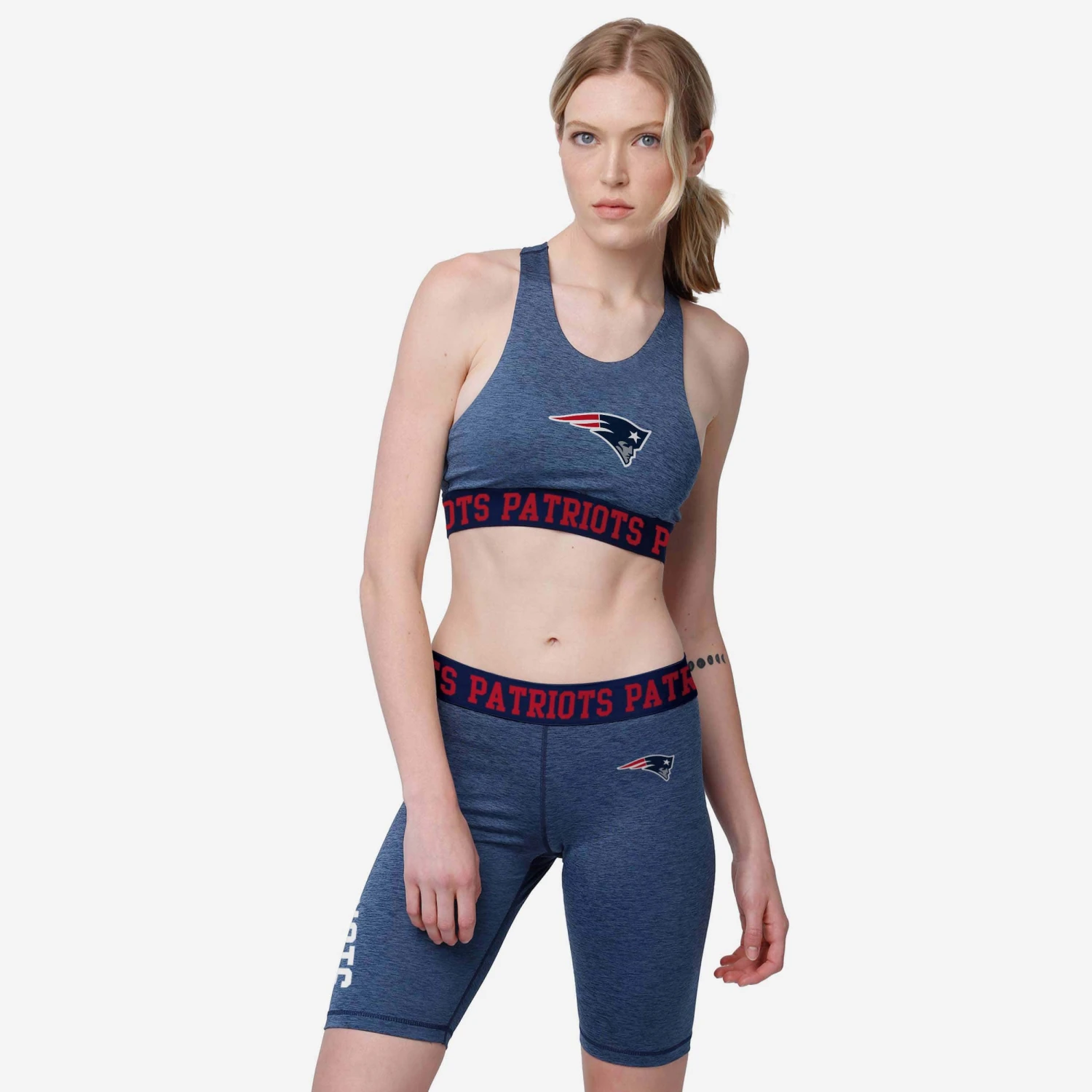 FOCO New England Patriots Womens Team Color Static Sports Bra 6 FOCO New England Patriots Womens Team Color Static Sports Bra - Image 4
