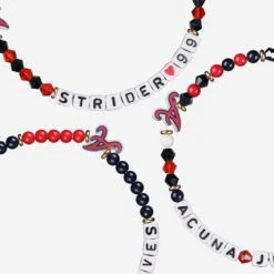 FOCO Ronald Acuna Jr & Spencer Strider Atlanta Braves 3 Pack Player Friendship Bracelet -FOCO Store BRMB3PKPLFRABRASS s