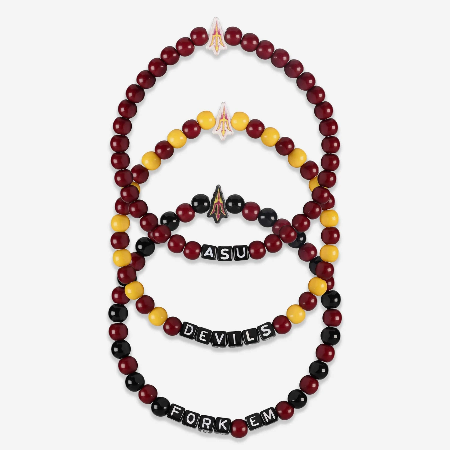 FOCO Arizona State Sun Devils 3 Pack Beaded Friendship Bracelet 3 FOCO Arizona State Sun Devils 3 Pack Beaded Friendship Bracelet