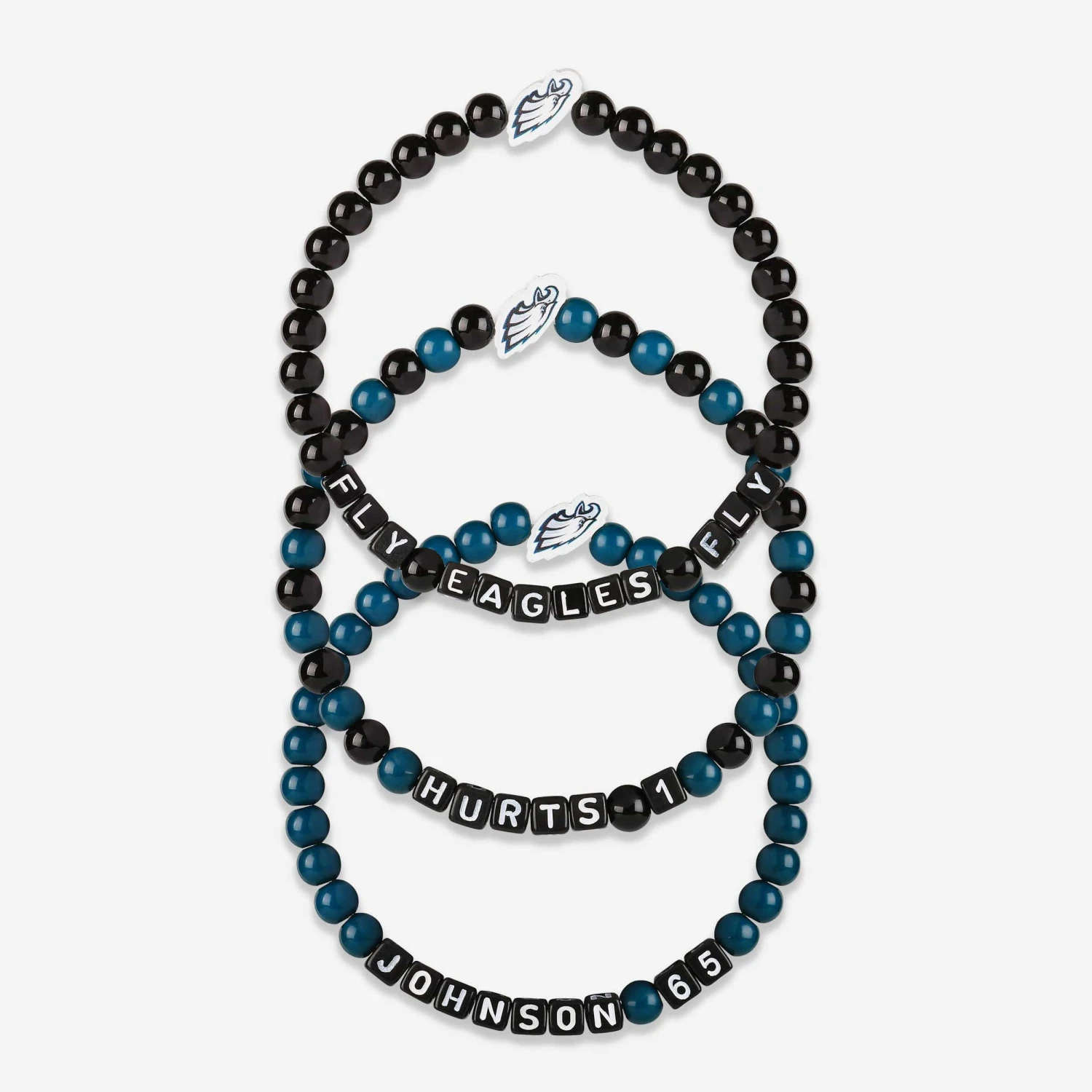 FOCO Jalen Hurts & Lane Johnson Philadelphia Eagles 3 Pack Player Beaded Friendship Bracelet 3 FOCO Jalen Hurts & Lane Johnson Philadelphia Eagles 3 Pack Player Beaded Friendship Bracelet