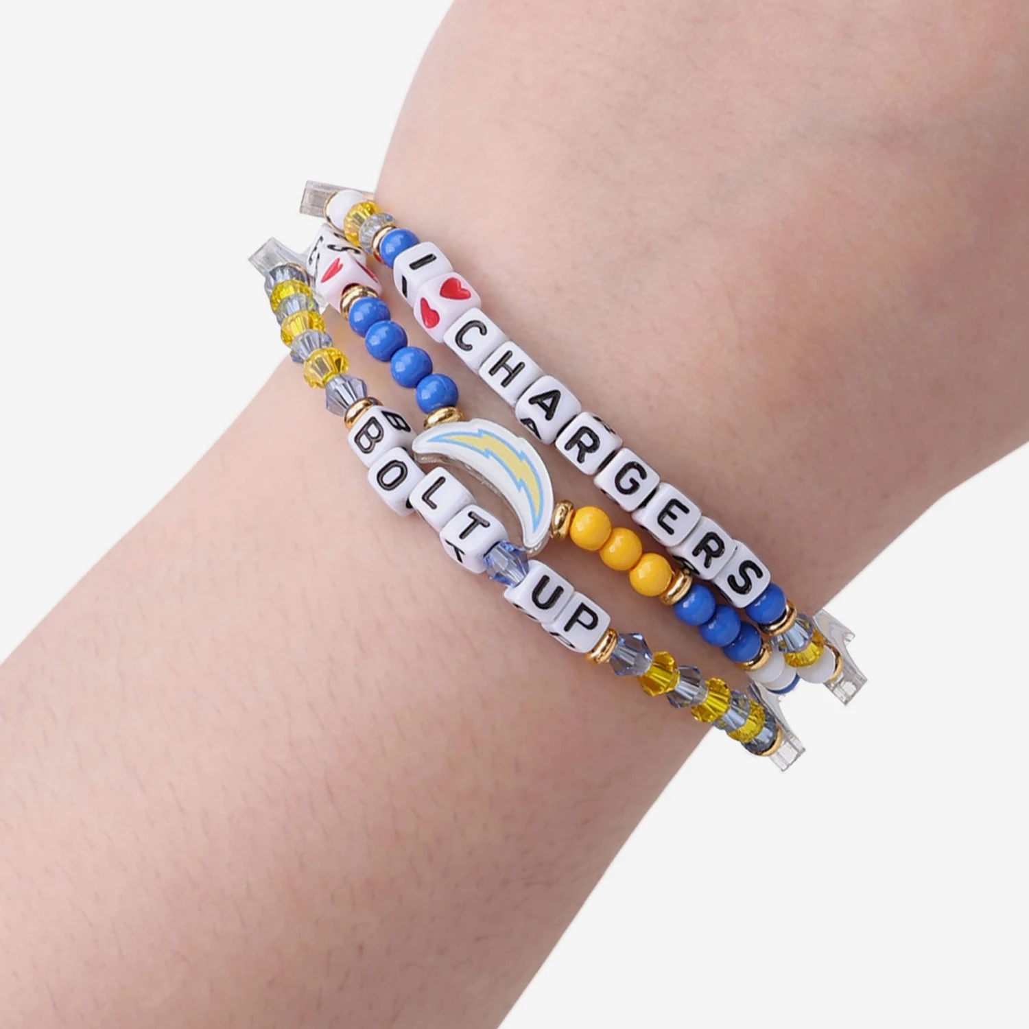 FOCO Los Angeles Chargers 3 Pack Friendship Bracelet 6 FOCO Los Angeles Chargers 3 Pack Friendship Bracelet - Image 4