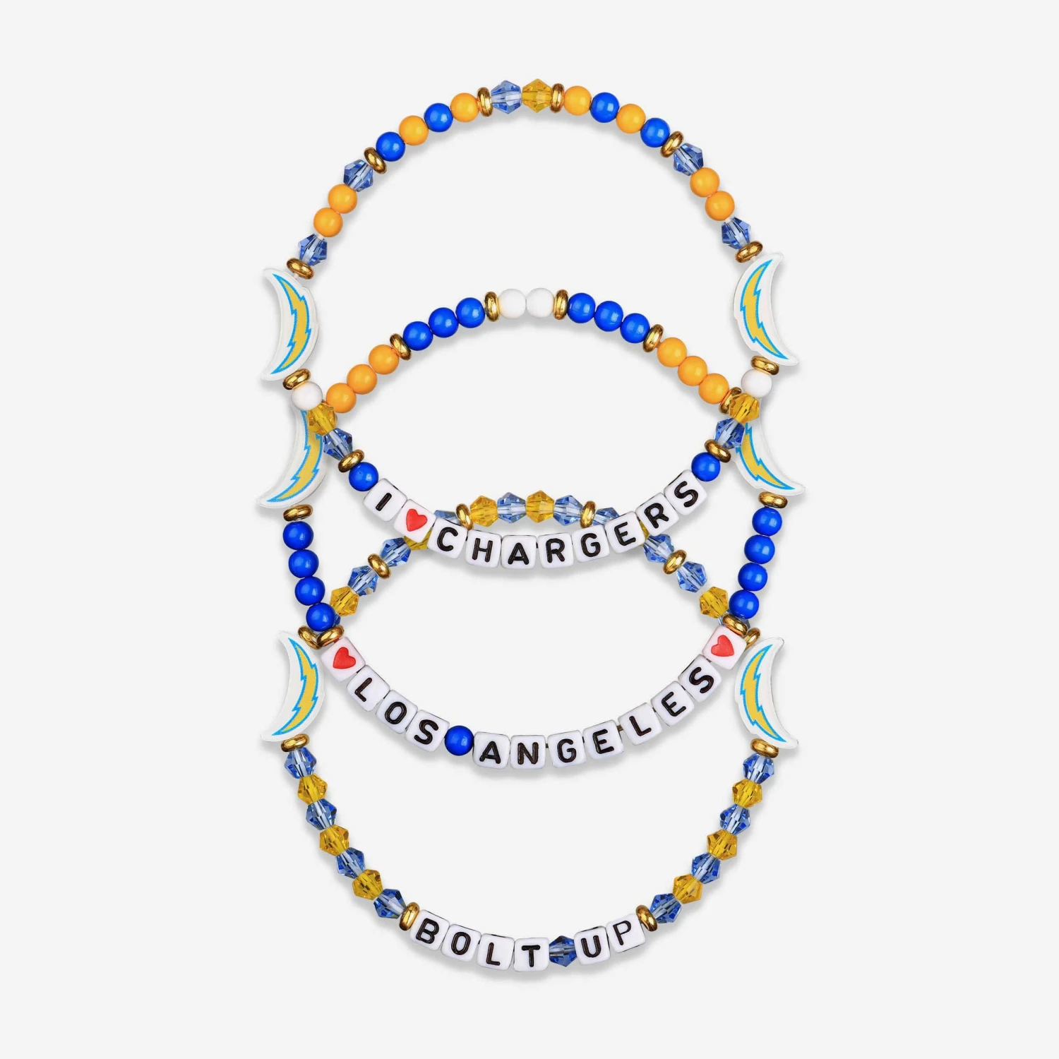 FOCO Los Angeles Chargers 3 Pack Friendship Bracelet 3 FOCO Los Angeles Chargers 3 Pack Friendship Bracelet