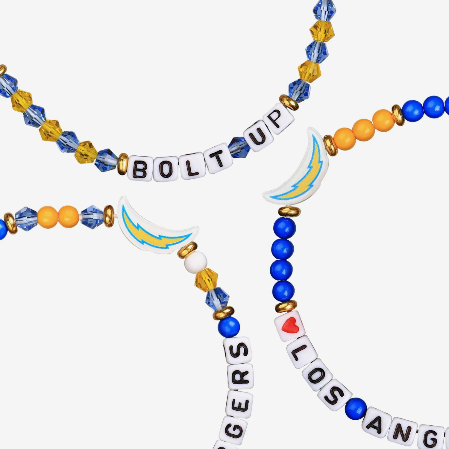 FOCO Los Angeles Chargers 3 Pack Friendship Bracelet 4 FOCO Los Angeles Chargers 3 Pack Friendship Bracelet - Image 2