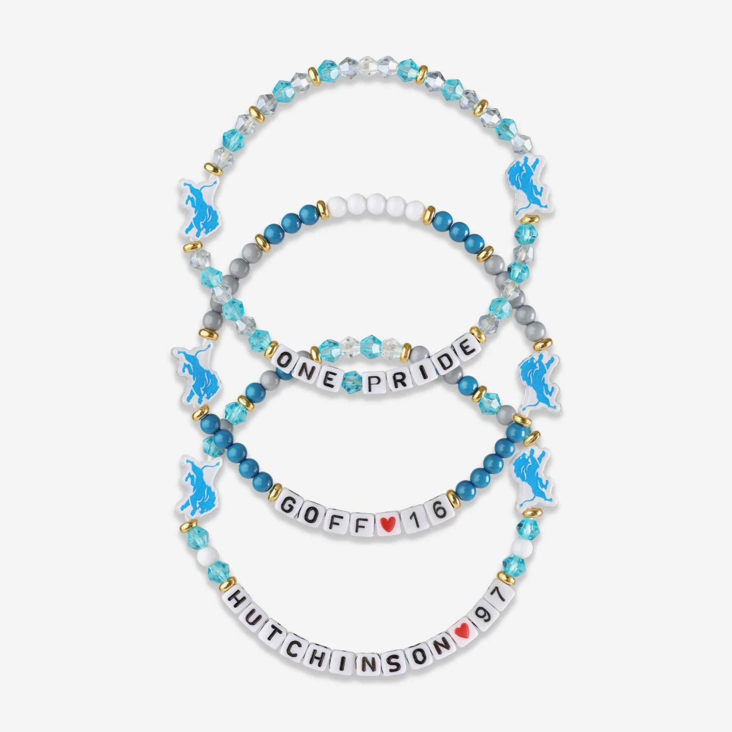 FOCO Jared Goff & Aidan Hutchinson Detroit Lions 3 Pack Player Friendship Bracelet 3 FOCO Jared Goff & Aidan Hutchinson Detroit Lions 3 Pack Player Friendship Bracelet