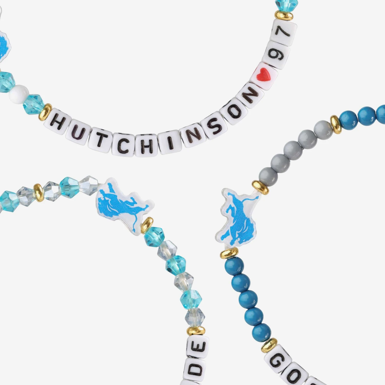 FOCO Jared Goff & Aidan Hutchinson Detroit Lions 3 Pack Player Friendship Bracelet 4 FOCO Jared Goff & Aidan Hutchinson Detroit Lions 3 Pack Player Friendship Bracelet - Image 2