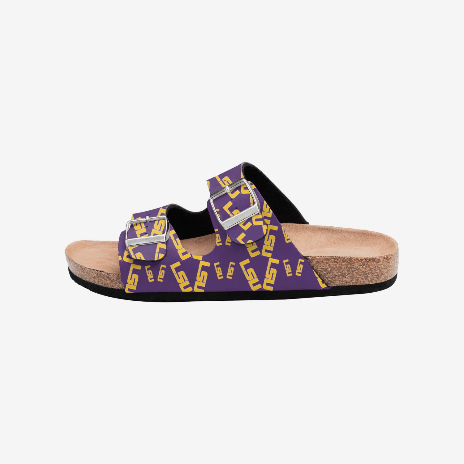 FOCO LSU Tigers Womens Mini Print Double Buckle Sandal 6 FOCO LSU Tigers Womens Mini Print Double Buckle Sandal - Image 4