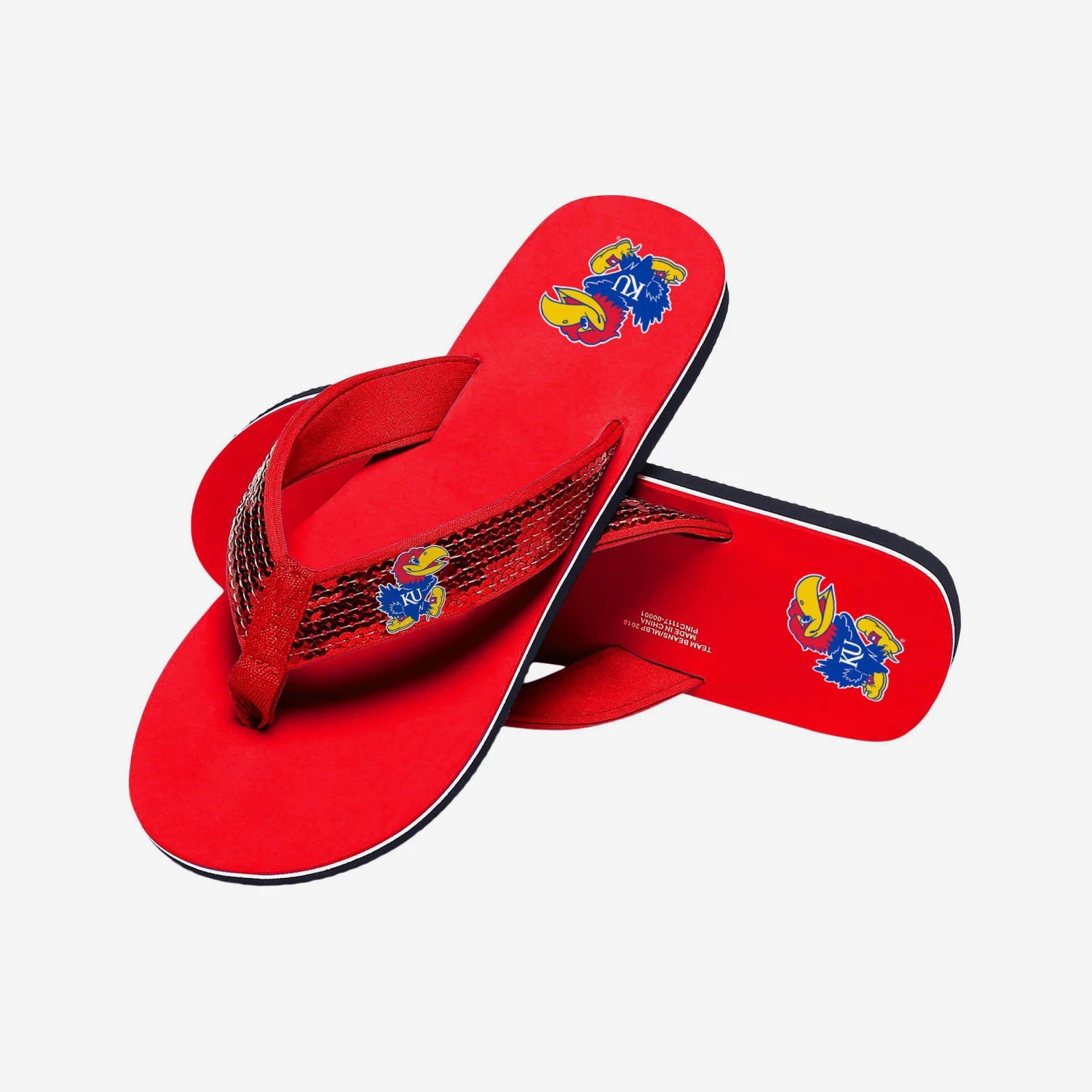 FOCO Kansas Jayhawks Womens Sequin Flip Flop 5 FOCO Kansas Jayhawks Womens Sequin Flip Flop - Image 3