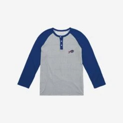 FOCO Buffalo Bills Team Logo Gray Long Sleeve Henley -FOCO Store HENNFGRTLLSBB g3