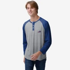 FOCO Buffalo Bills Team Logo Gray Long Sleeve Henley
