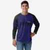 FOCO Baltimore Ravens Team Stripe Wordmark Long Sleeve Henley -FOCO Store HENNFTSWMLSBRV p