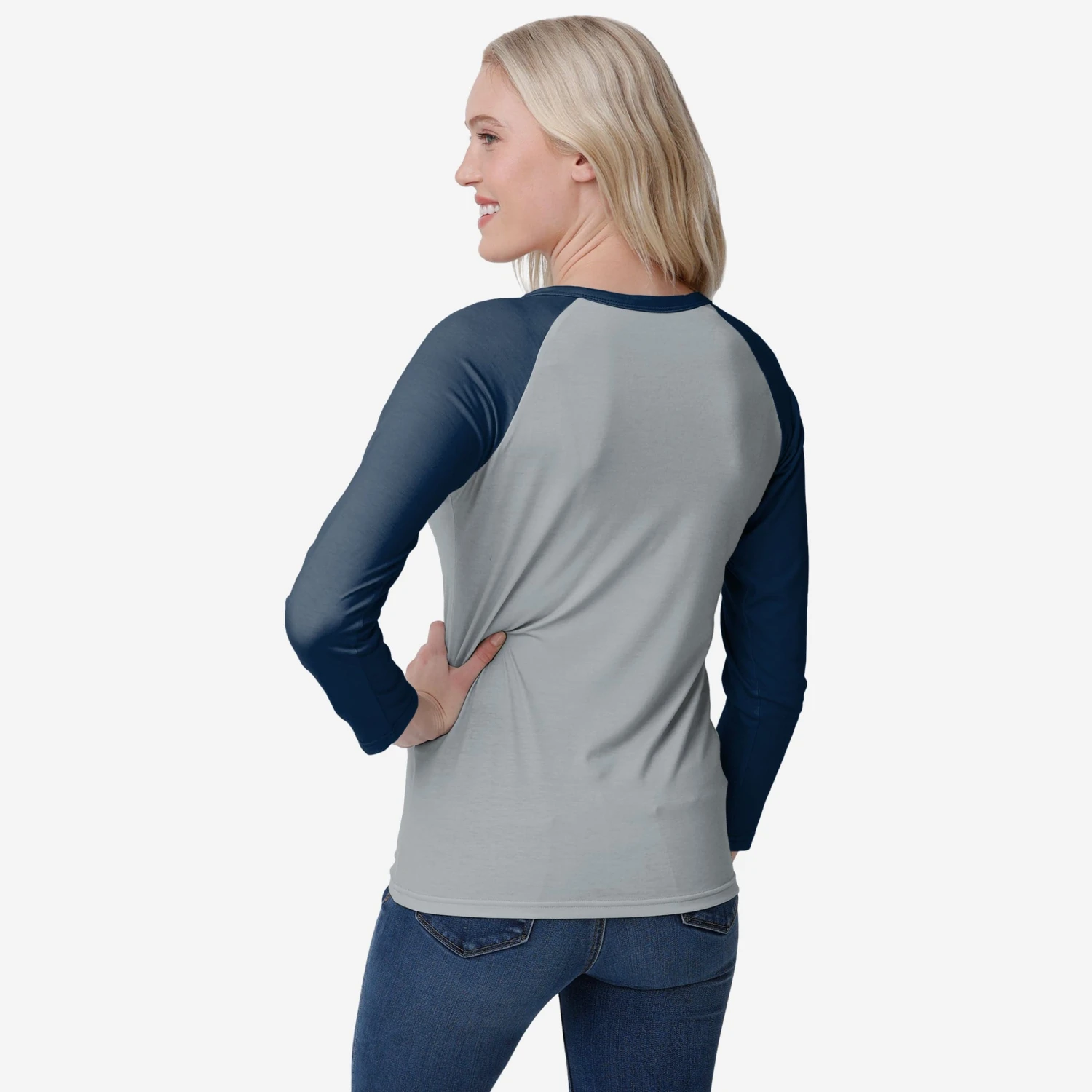 FOCO Dallas Cowboys Womens Big Wordmark Long Sleeve Henley 4 FOCO Dallas Cowboys Womens Big Wordmark Long Sleeve Henley - Image 2