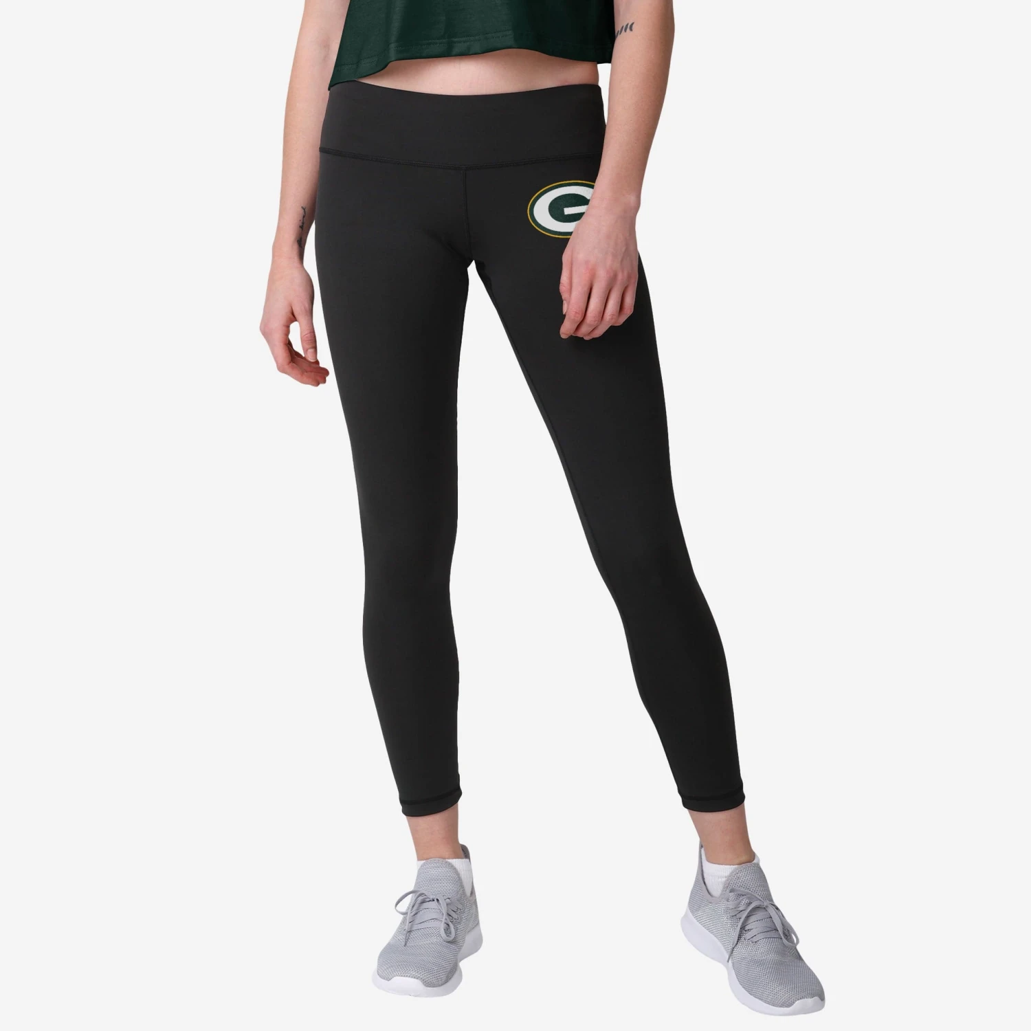 FOCO Green Bay Packers Womens Calf Logo Black Legging 3 FOCO Green Bay Packers Womens Calf Logo Black Legging