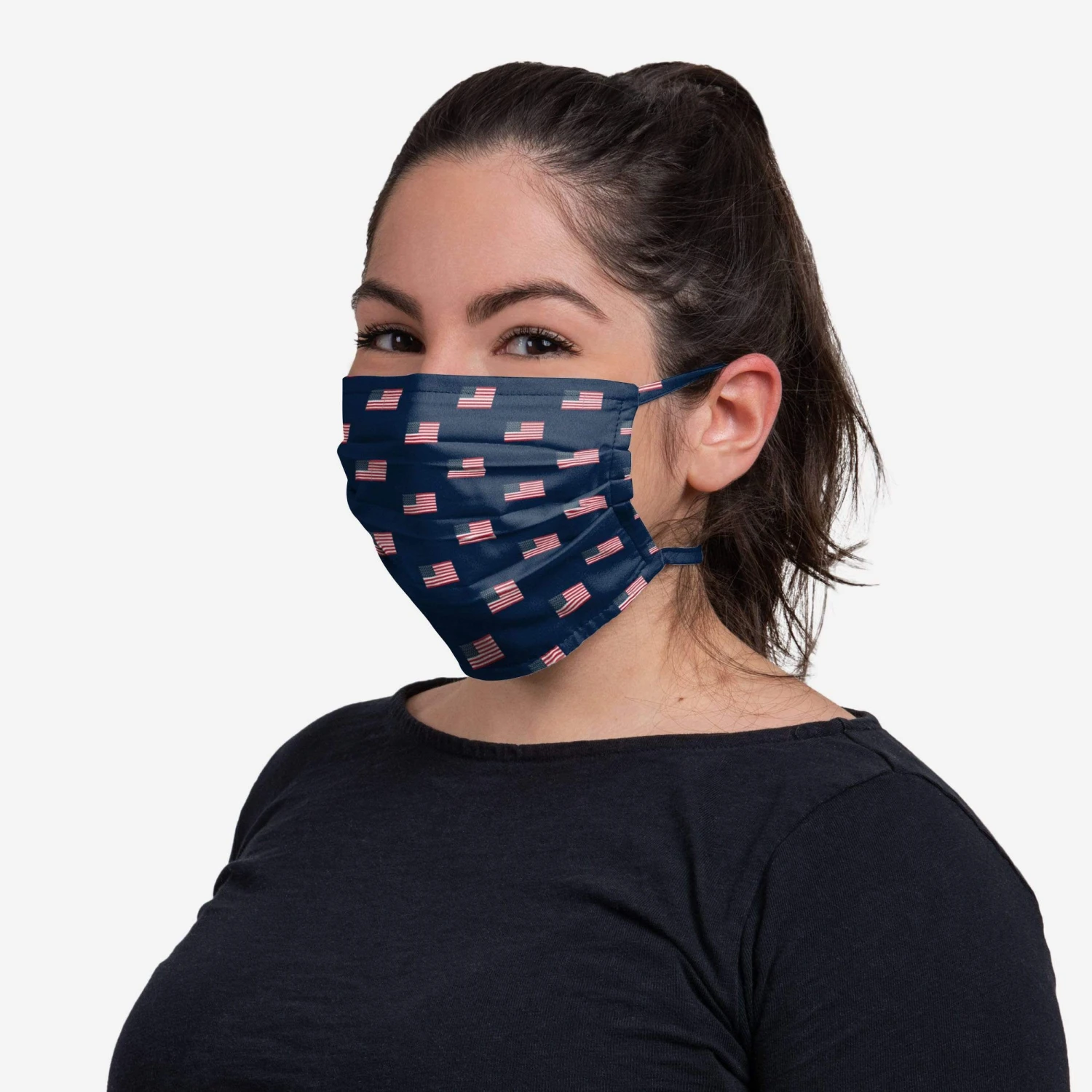 FOCO Pleated American Flags Mini Print Tie-Back Face Cover 5 FOCO Pleated American Flags Mini Print Tie-Back Face Cover - Image 3