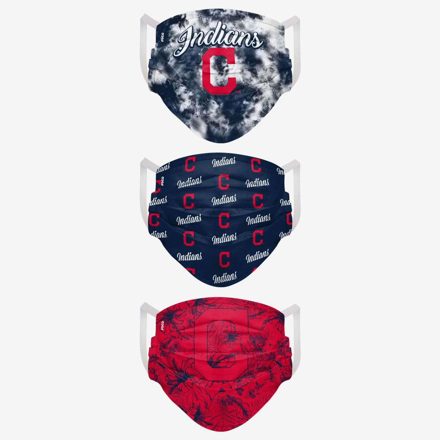FOCO Cleveland Guardians Womens Matchday 3 Pack Face Cover 4 FOCO Cleveland Guardians Womens Matchday 3 Pack Face Cover - Image 2