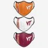 FOCO Virginia Tech Hokies Sport 3 Pack Face Cover -FOCO Store MANCHESCBFC3PKVT p