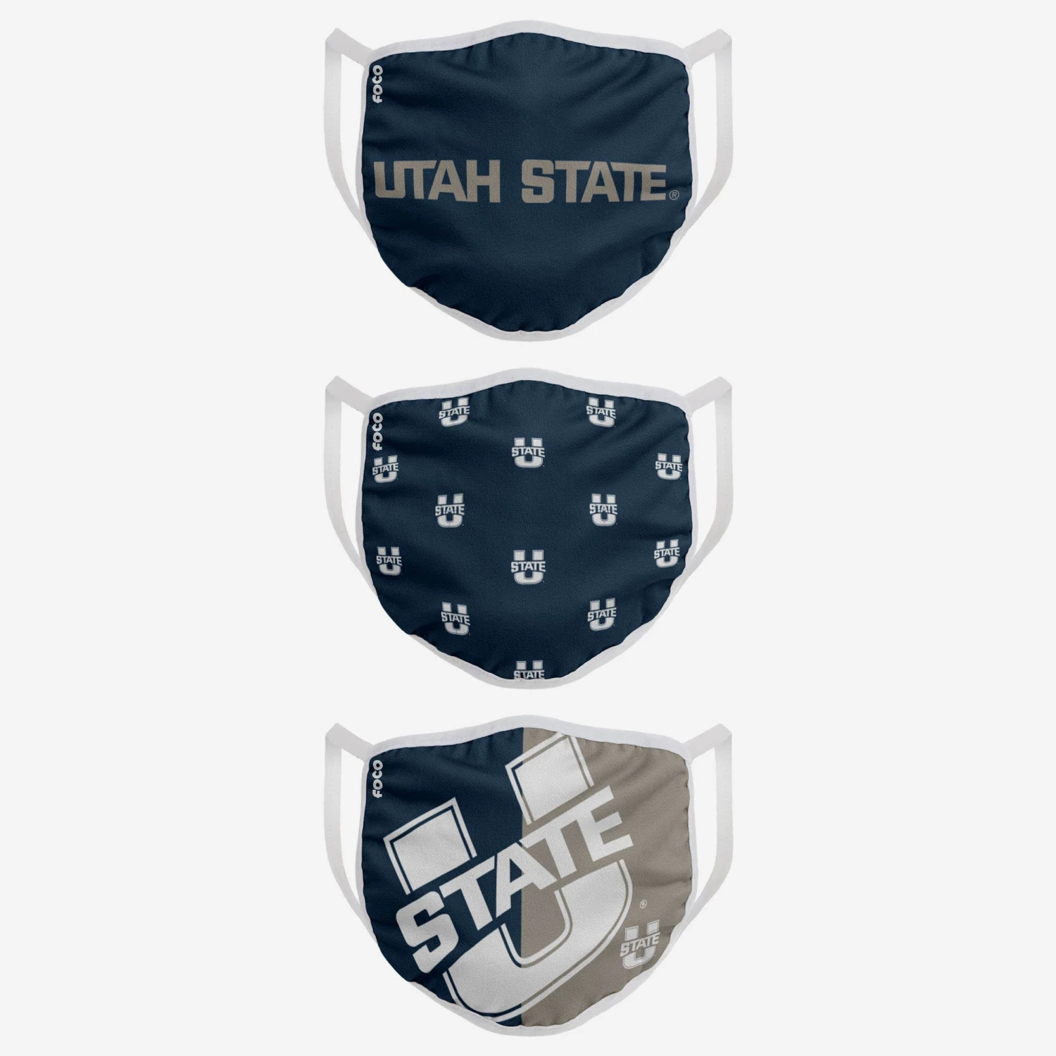 FOCO Utah State Aggies 3 Pack Face Cover 4 FOCO Utah State Aggies 3 Pack Face Cover - Image 2
