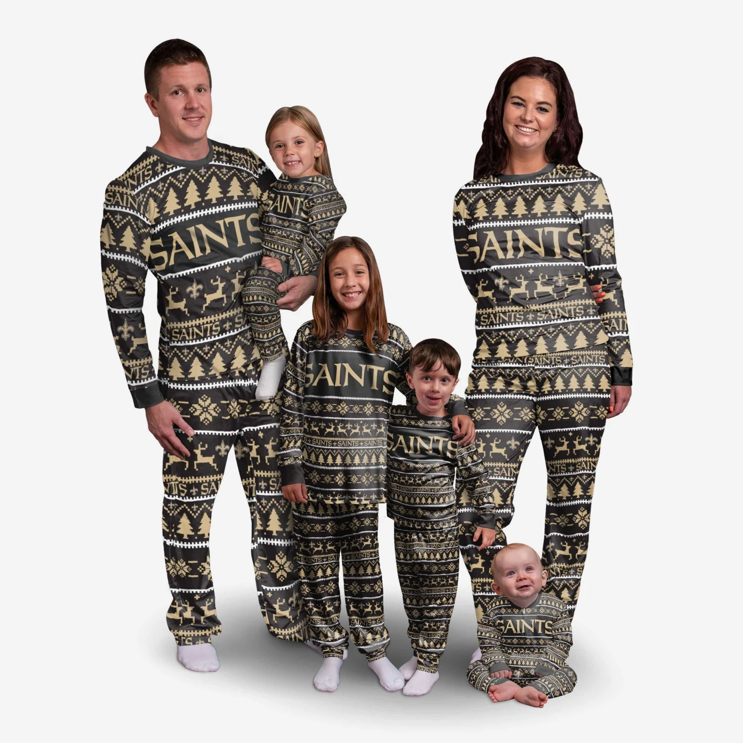 FOCO New Orleans Saints Toddler Family Holiday Pajamas 4 FOCO New Orleans Saints Toddler Family Holiday Pajamas - Image 2